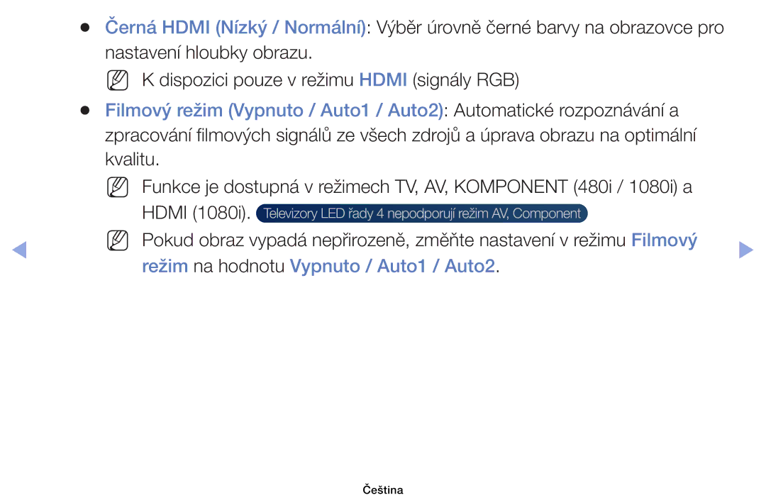 Samsung UE32EH4003WXBT, UE40EH6030WXXH, UE46EH6030WXXH, UE32EH6030WXXH manual Režim na hodnotu Vypnuto / Auto1 / Auto2 