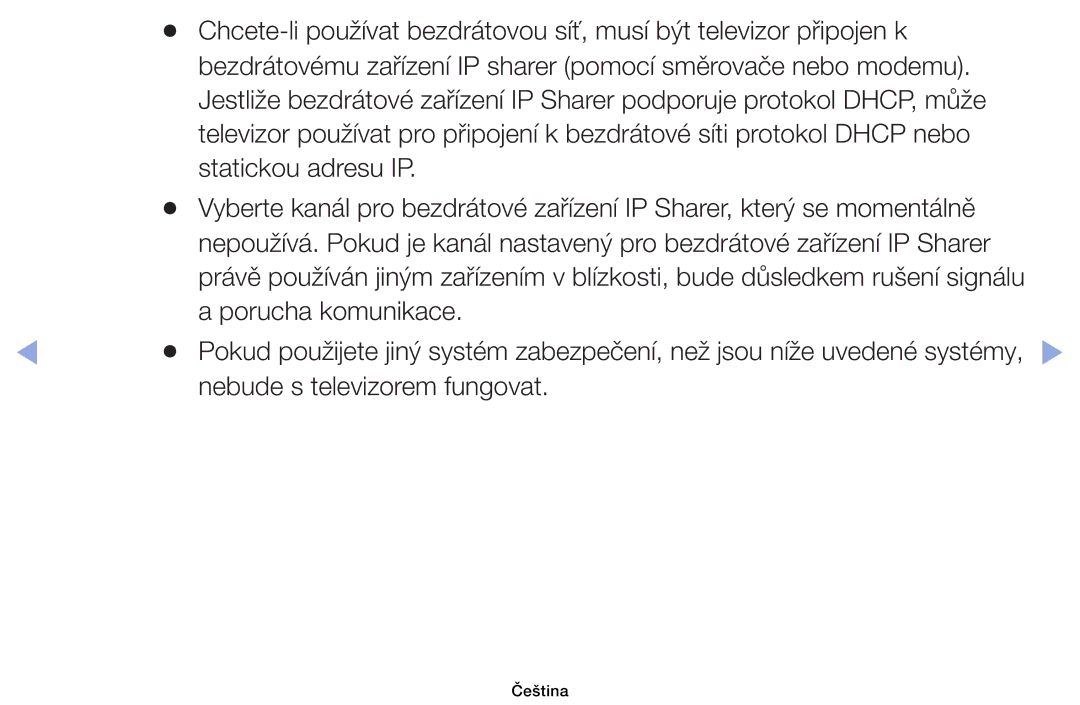 Samsung UE39EH5003WXZF, UE40EH6030WXXH manual Statickou adresu IP, Porucha komunikace, Nebude s televizorem fungovat 