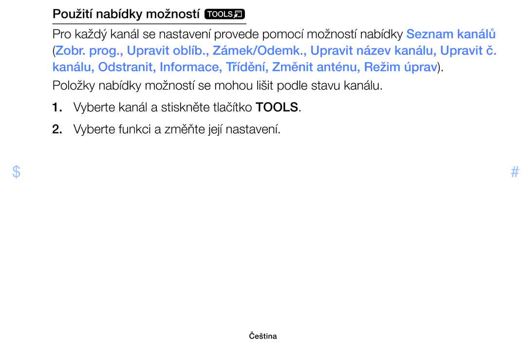 Samsung UE40EH6030WXZT, UE40EH6030WXXH, UE46EH6030WXXH, UE32EH6030WXXH, UE32EH4003WXXH manual Použití nabídky možností t 