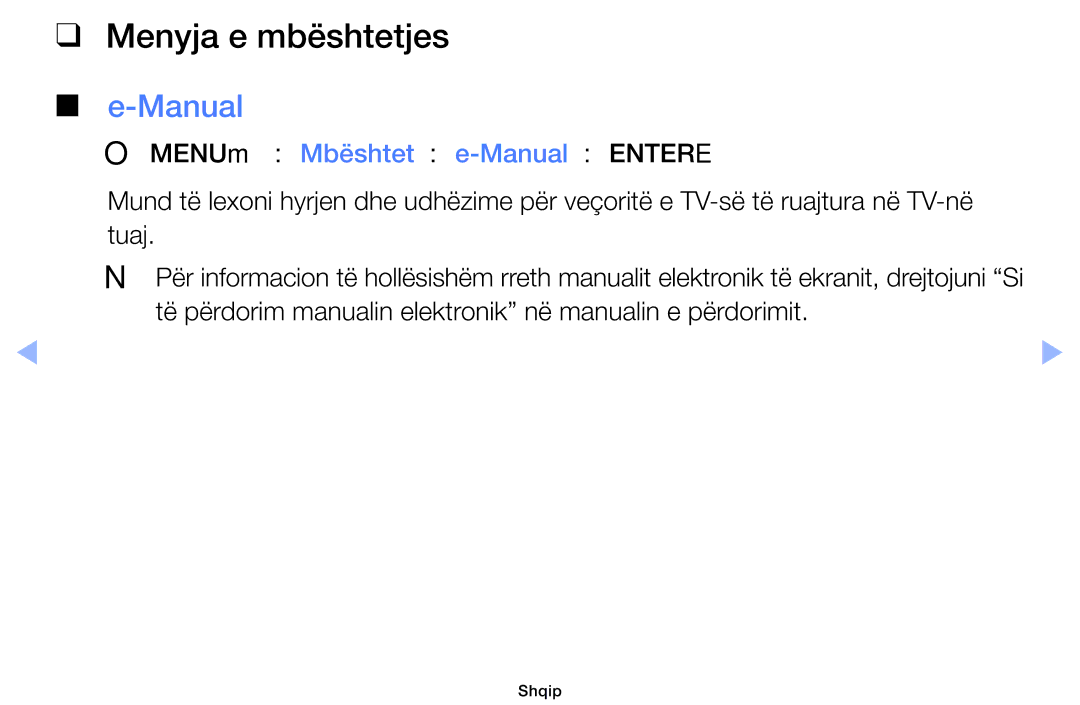 Samsung UE32EH6030WXXH, UE40EH6030WXXH, UE46EH6030WXXH Menyja e mbështetjes, OOMENUm → Mbështet → e-Manual → Entere 
