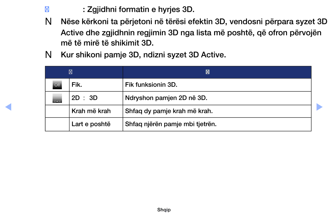 Samsung UE32EH4003WXXH, UE40EH6030WXXH, UE46EH6030WXXH Regjim 3D Zgjidhni formatin e hyrjes 3D, Më të mirë të shikimit 3D 