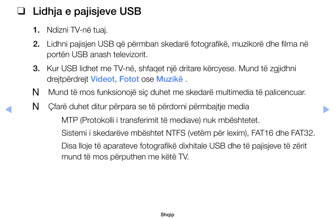 Samsung UE32EH4003WXXH, UE40EH6030WXXH, UE46EH6030WXXH manual Lidhja e pajisjeve USB, Mund të mos përputhen me këtë TV 