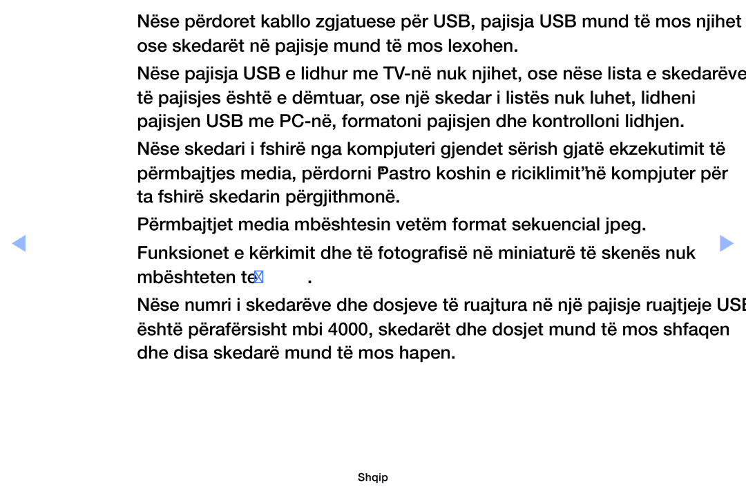 Samsung UE46EH6030WXXH, UE40EH6030WXXH Ose skedarët në pajisje mund të mos lexohen, Dhe disa skedarë mund të mos hapen 