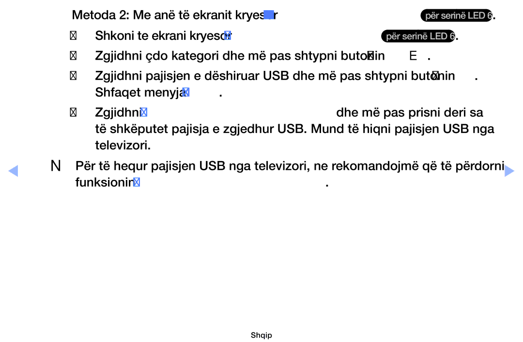 Samsung UE32EH4003WXXH, UE40EH6030WXXH, UE46EH6030WXXH, UE32EH6030WXXH manual Funksionin Hiqe USB-në në mënyrë të sigurt 