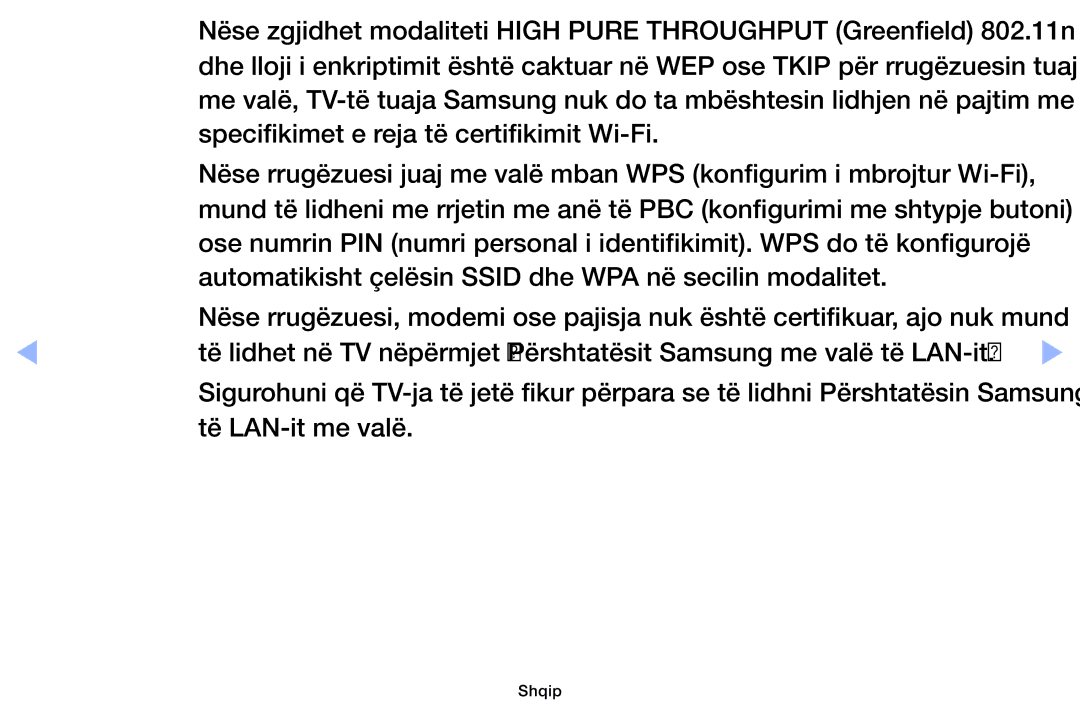 Samsung UE46EH6030WXXH, UE40EH6030WXXH, UE32EH6030WXXH, UE32EH4003WXXH, UE39EH5003WXXH manual Të LAN-it me valë 