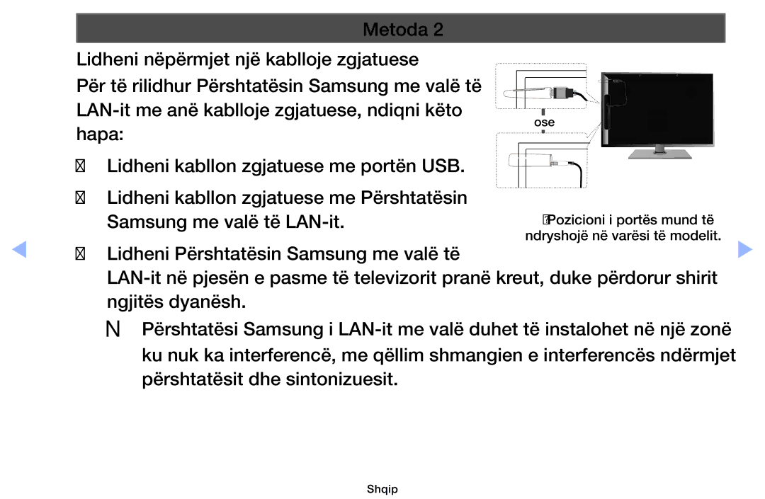 Samsung UE39EH5003WXXH, UE40EH6030WXXH, UE46EH6030WXXH, UE32EH6030WXXH manual Lidheni Përshtatësin Samsung me valë të 