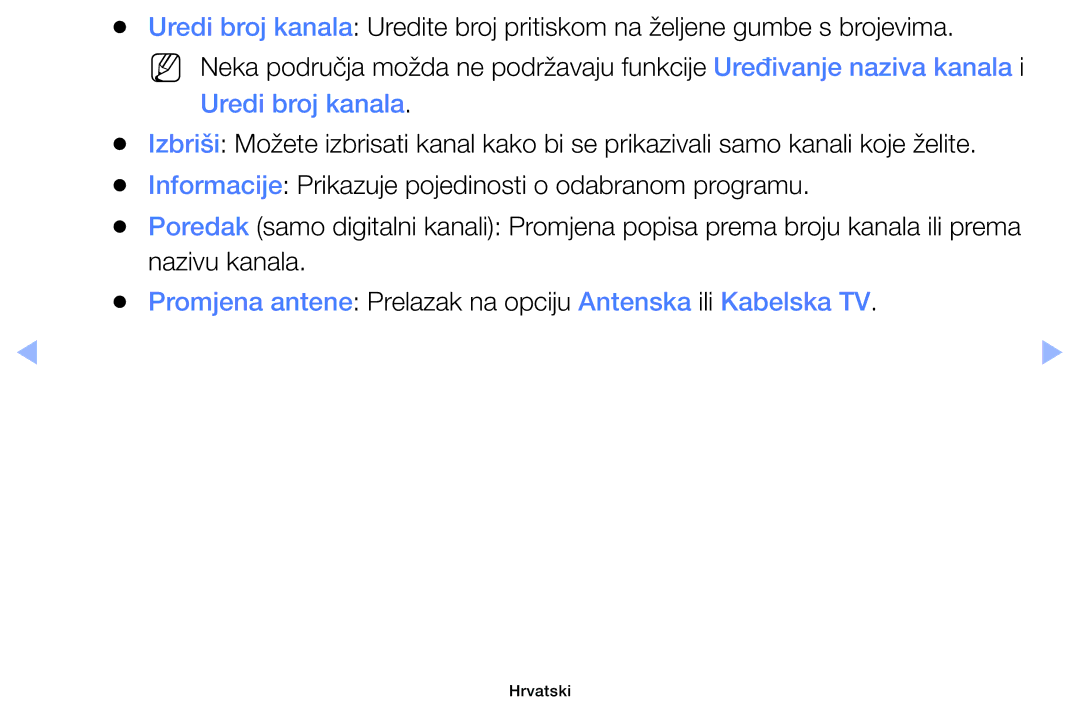 Samsung UE46EH6030WXXH manual Uredi broj kanala, Informacije Prikazuje pojedinosti o odabranom programu, Nazivu kanala 