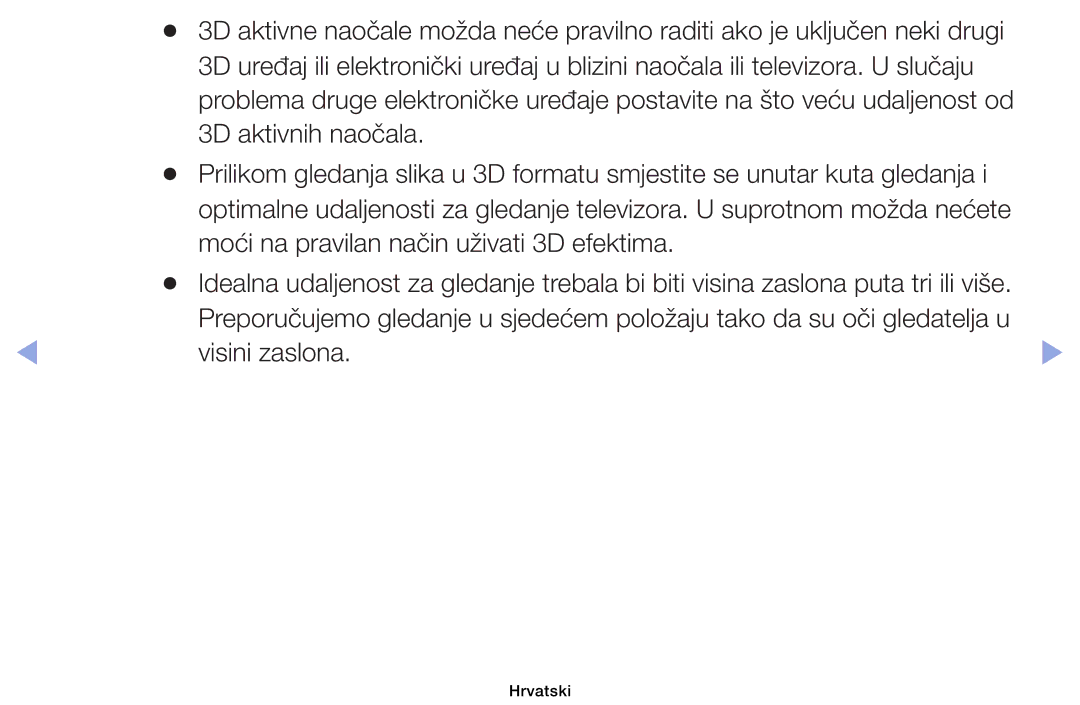 Samsung UE40EH6030WXXH, UE46EH6030WXXH, UE32EH6030WXXH manual Moći na pravilan način uživati 3D efektima, Visini zaslona 