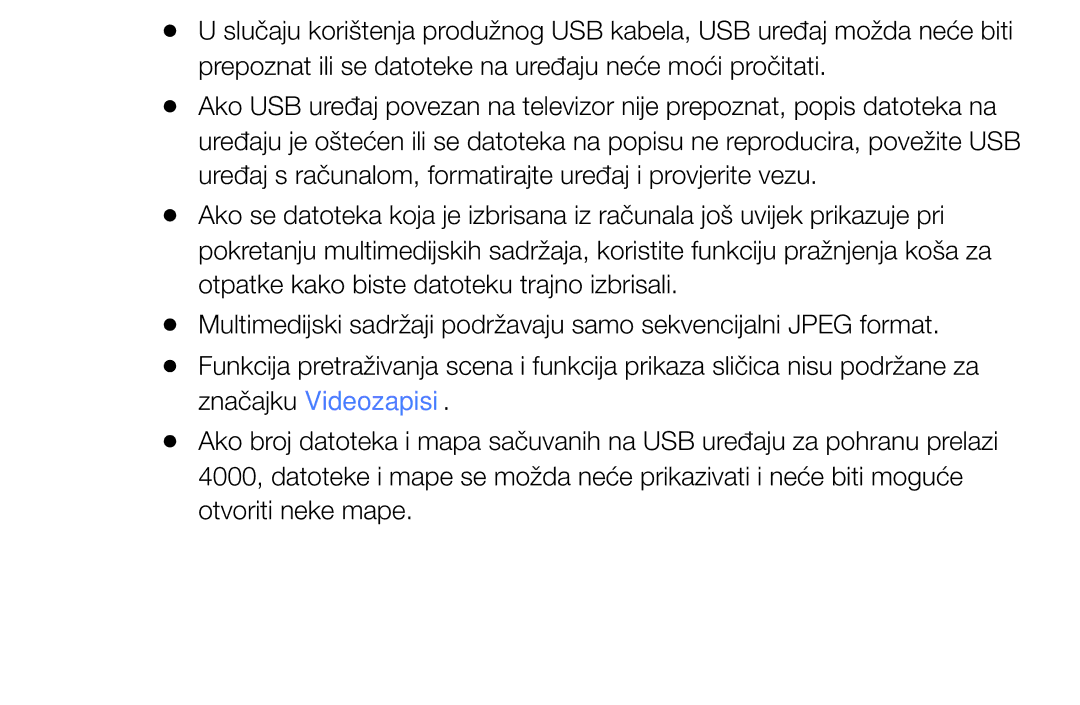 Samsung UE46EH6030WXXH, UE40EH6030WXXH, UE32EH6030WXXH, UE32EH4003WXXH, UE39EH5003WXXH manual Značajku Videozapisi 