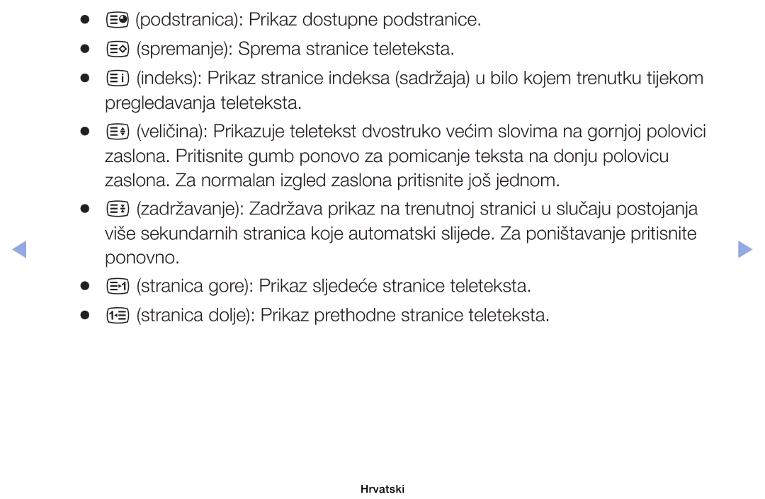 Samsung UE40EH6030WXXH, UE46EH6030WXXH, UE32EH6030WXXH, UE32EH4003WXXH, UE39EH5003WXXH manual Pregledavanja teleteksta 