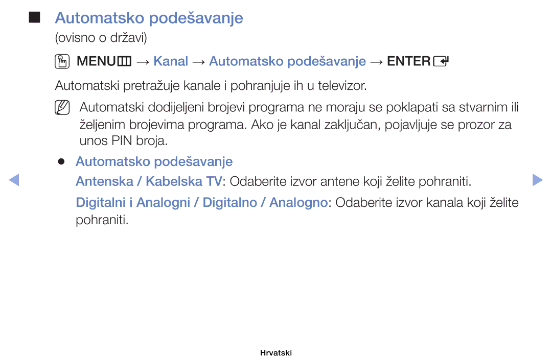 Samsung UE46EH6030WXXH, UE40EH6030WXXH manual Ovisno o državi, OOMENUm → Kanal → Automatsko podešavanje → Entere 