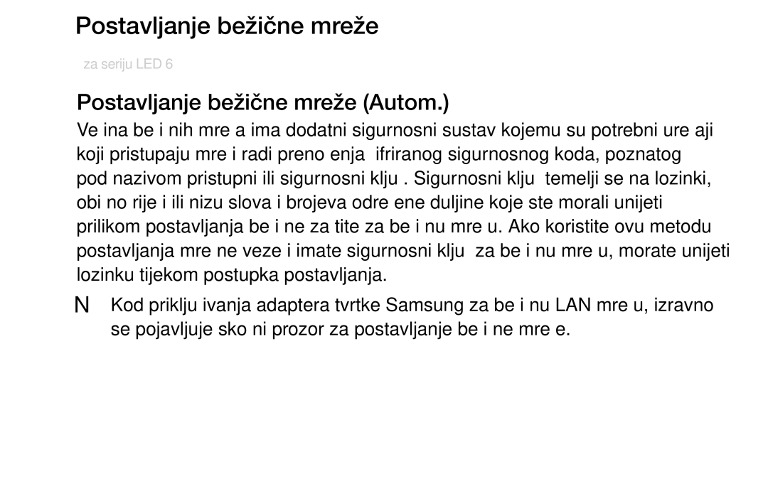 Samsung UE32EH4003WXXH, UE40EH6030WXXH, UE46EH6030WXXH, UE32EH6030WXXH, UE39EH5003WXXH Postavljanje bežične mreže Autom 