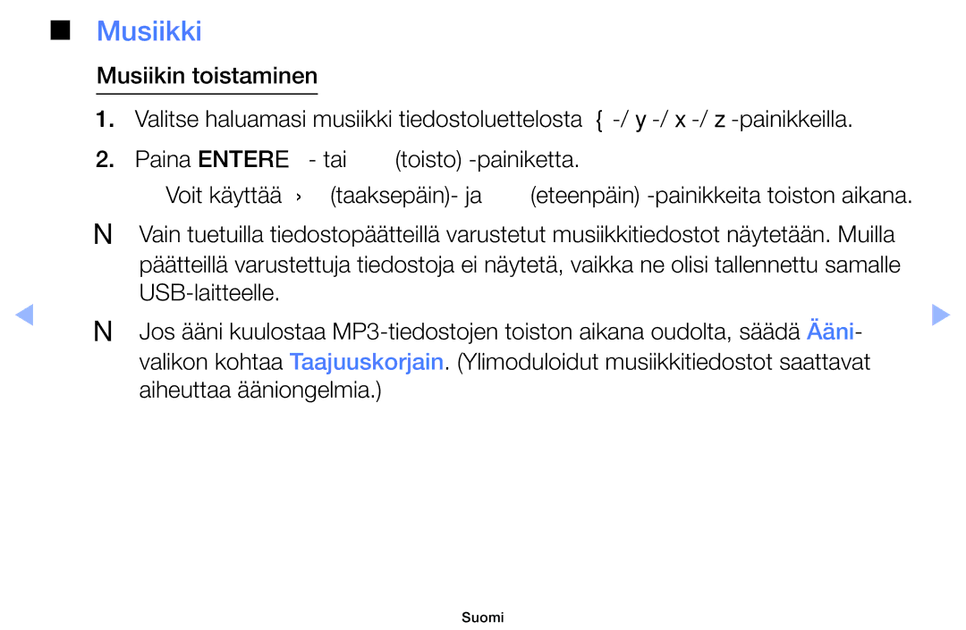 Samsung UE40EH6035KXXE, UE32EH6035KXXE manual Musiikki 