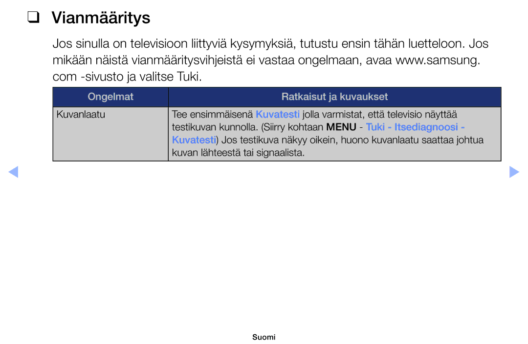 Samsung UE40EH6035KXXE, UE32EH6035KXXE manual Vianmääritys 