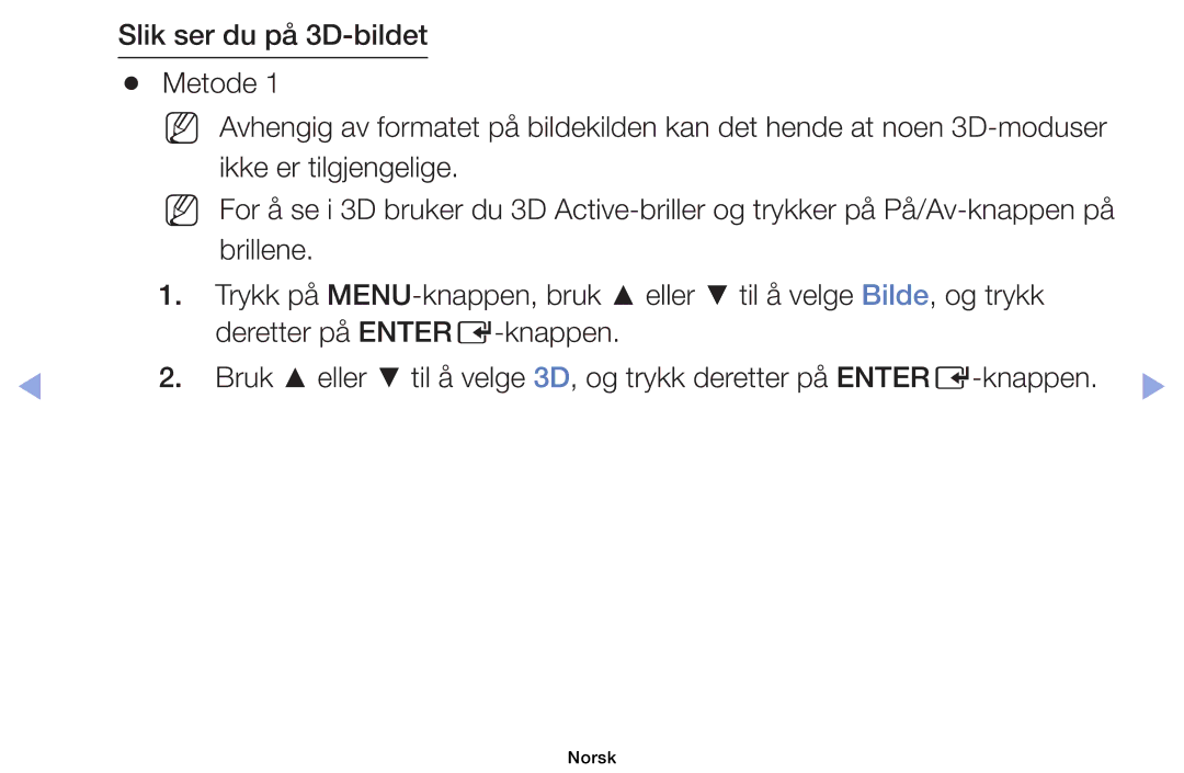 Samsung UE32EH6035KXXE, UE40EH6035KXXE manual Norsk 