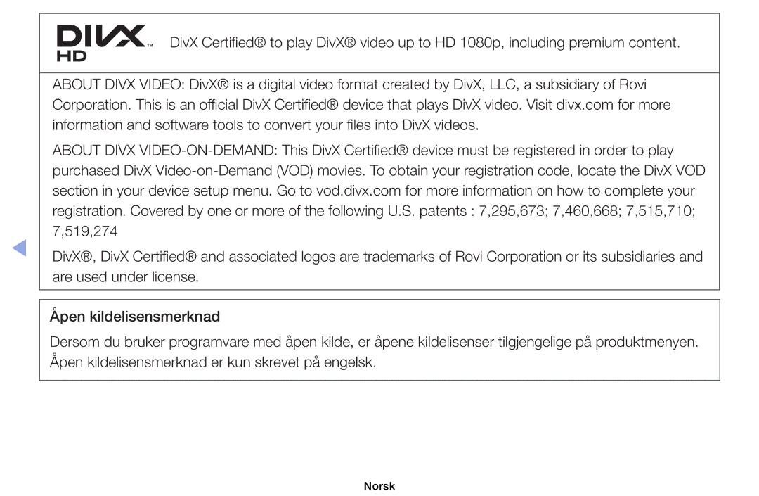 Samsung UE40EH6035KXXE, UE32EH6035KXXE manual Norsk 