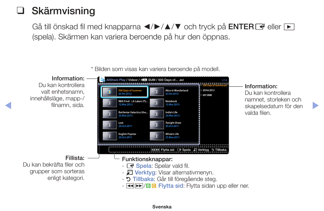 Samsung UE40EH6035KXXE, UE32EH6035KXXE manual Skärmvisning 