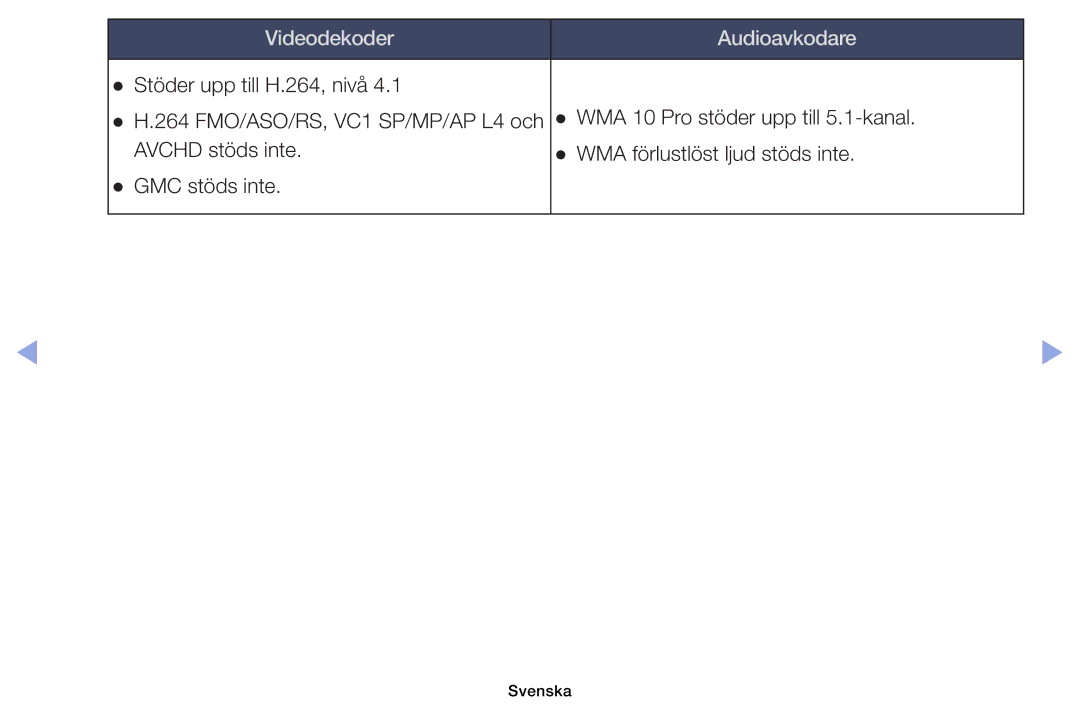 Samsung UE32EH6035KXXE, UE40EH6035KXXE manual Videodekoder Audioavkodare 