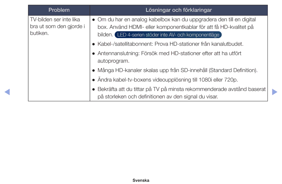 Samsung UE32EH6035KXXE, UE40EH6035KXXE manual Kabel-/satellitabonnent Prova HD-stationer från kanalutbudet 