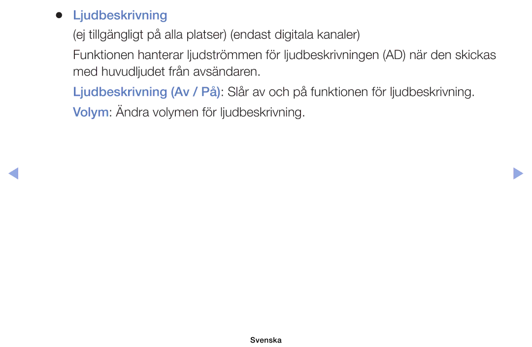 Samsung UE40EH6035KXXE, UE32EH6035KXXE manual Ljudbeskrivning 