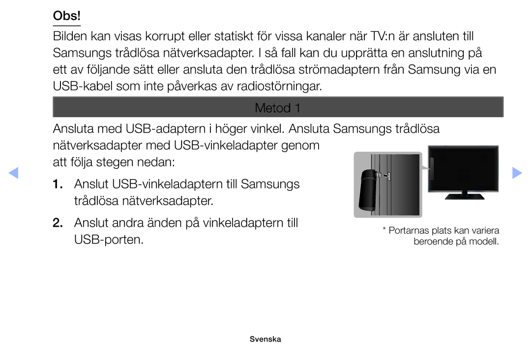 Samsung UE40EH6035KXXE, UE32EH6035KXXE manual USB-porten 