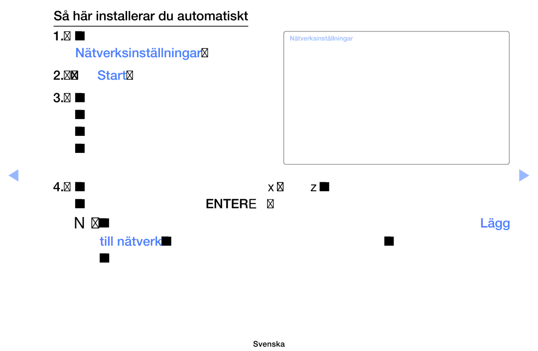 Samsung UE32EH6035KXXE, UE40EH6035KXXE manual Nätverksinställningar 