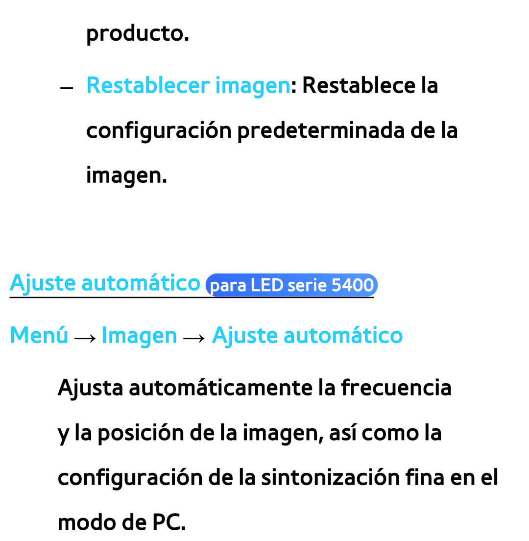 Samsung UE40ES6140WXXC, UE40ES6100WXZG, UE32ES5500WXXH, UE46ES5500WXTK, UE50ES6100WXXH manual Ajuste automático para LED serie 