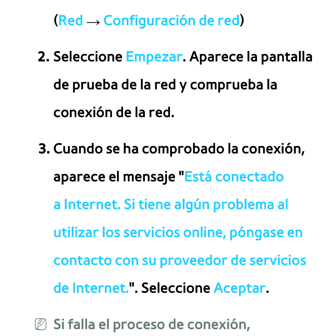 Samsung UE46ES6570SXXC, UE40ES6100WXZG, UE32ES5500WXXH manual Red → Configuración de red, NN Si falla el proceso de conexión 