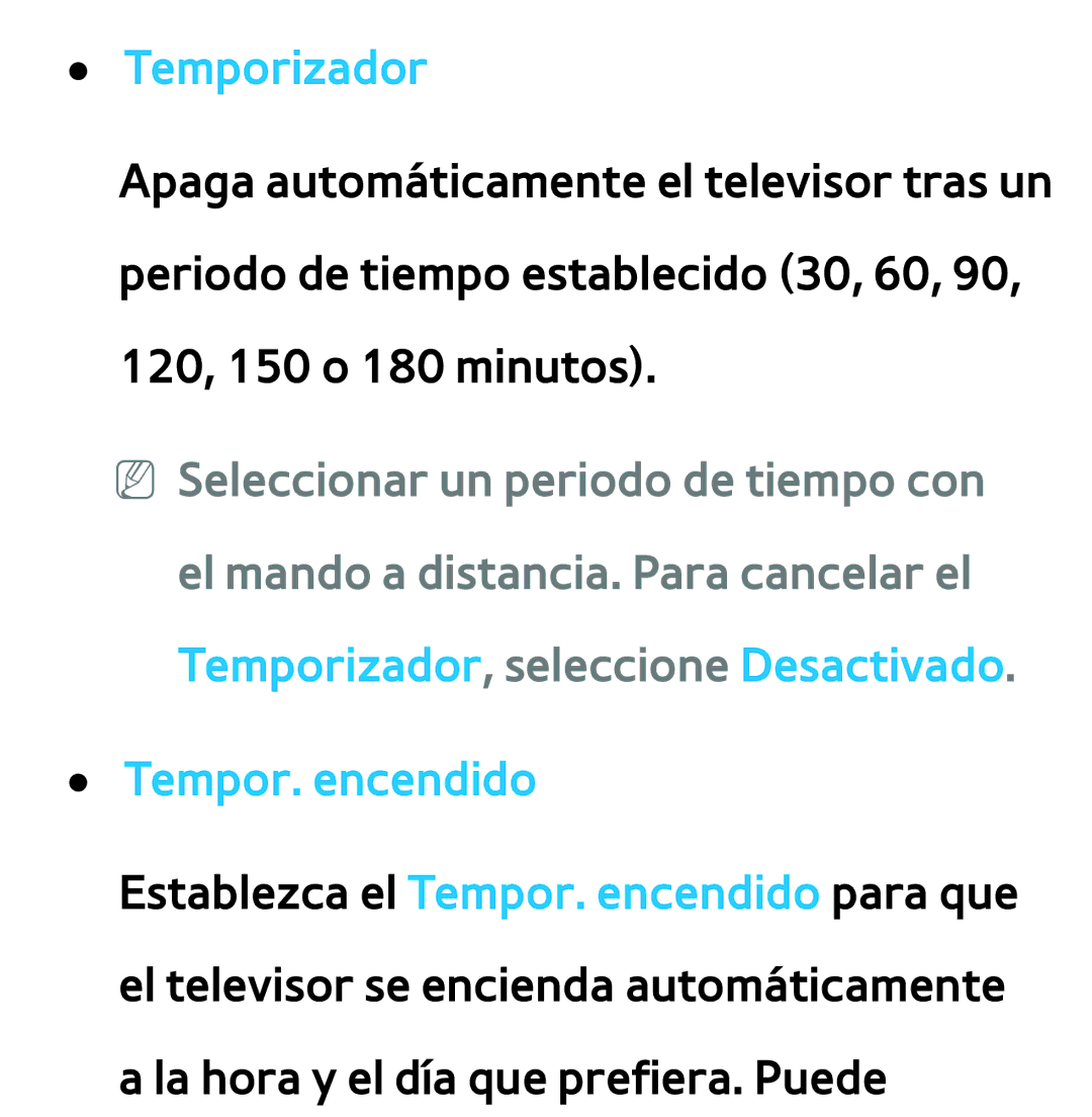 Samsung UE32ES6710SXZG, UE40ES6100WXZG, UE32ES5500WXXH, UE46ES5500WXTK, UE50ES6100WXXH manual Temporizador, Tempor. encendido 