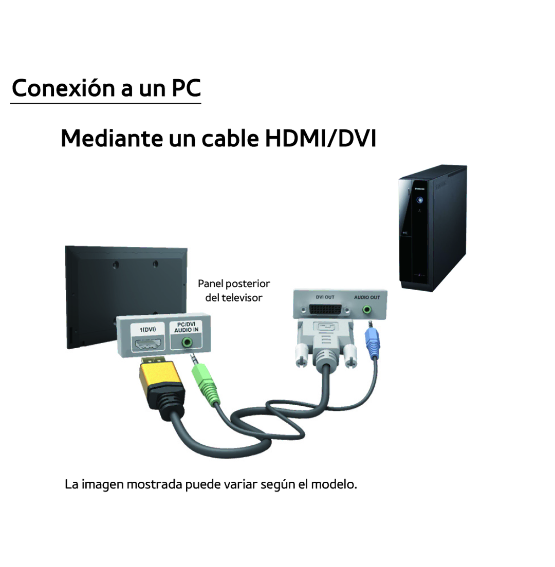 Samsung UE32EH5450WXXC, UE40ES6100WXZG, UE32ES5500WXXH, UE46ES5500WXTK manual Conexión a un PC Mediante un cable HDMI/DVI 