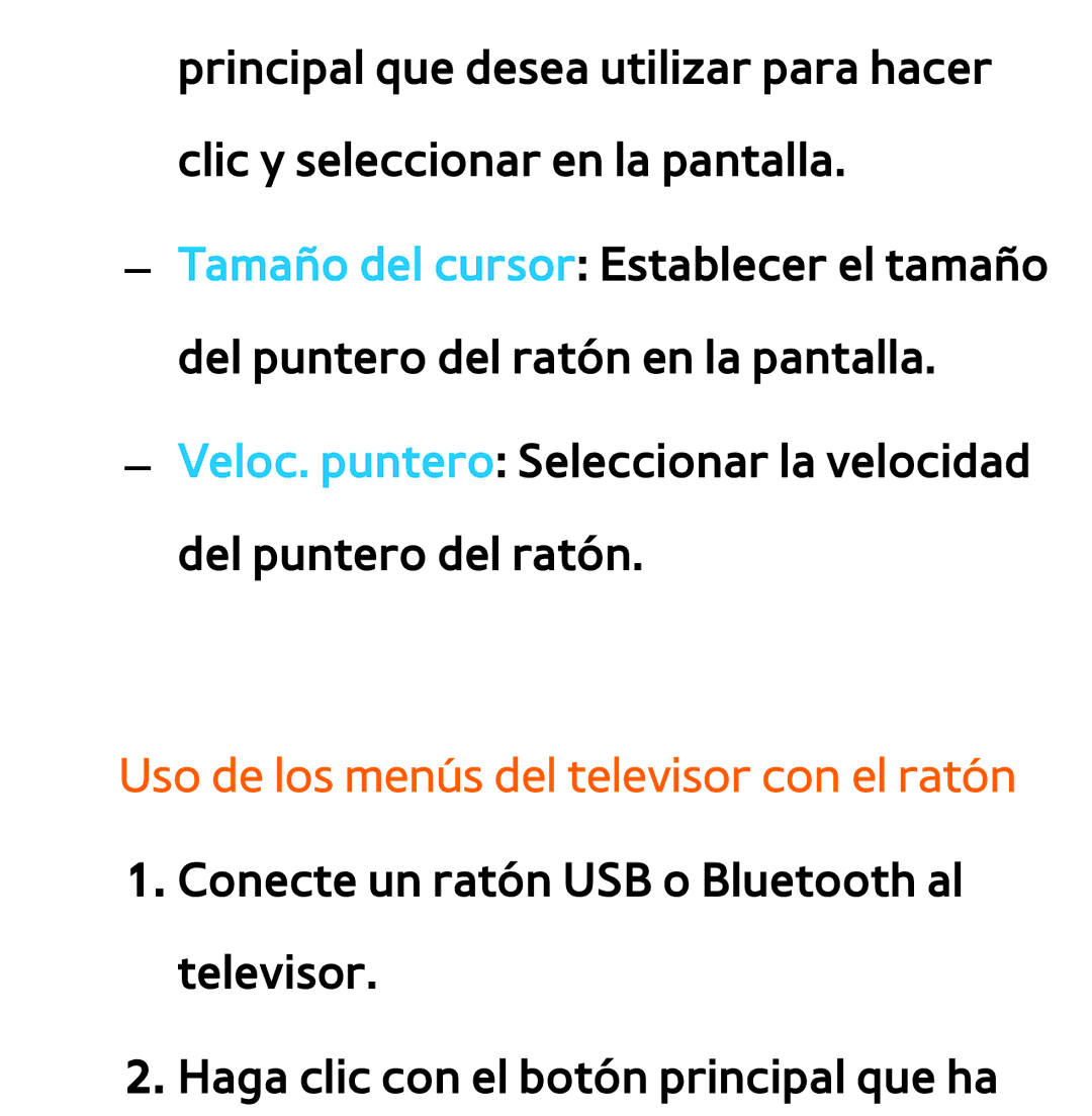 Samsung UE40ES5500WXXC, UE40ES6100WXZG, UE32ES5500WXXH, UE46ES5500WXTK manual Uso de los menús del televisor con el ratón 