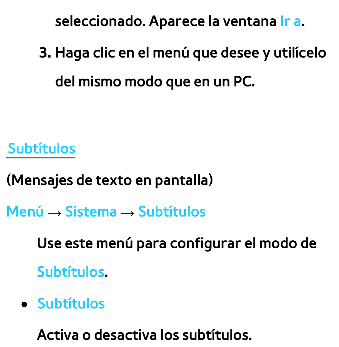 Samsung UE22ES5410WXXC, UE40ES6100WXZG, UE32ES5500WXXH, UE46ES5500WXTK, UE50ES6100WXXH, UE40ES6800SXXC manual Subtítulos 