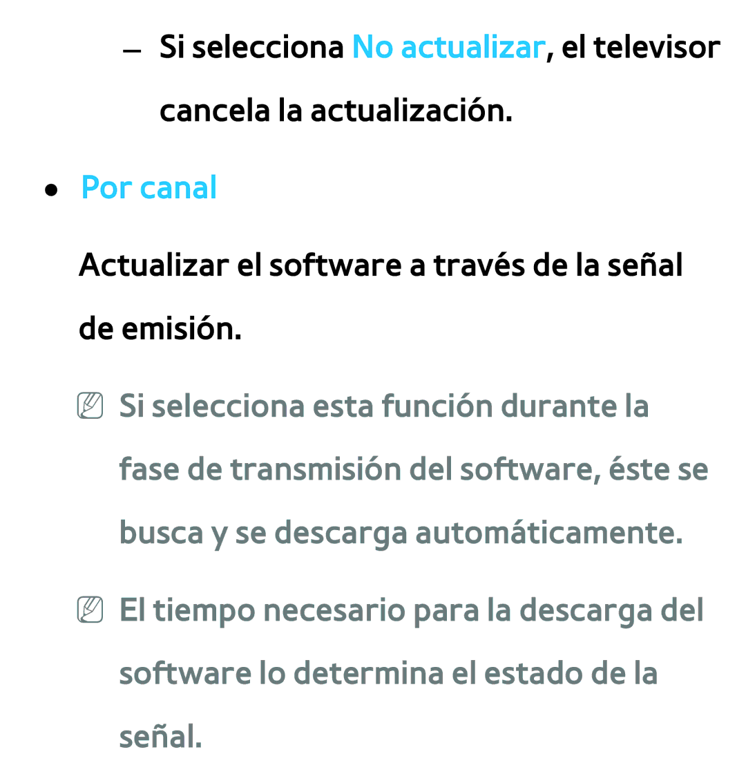 Samsung UE40ES6100WXXH, UE40ES6100WXZG, UE32ES5500WXXH manual Actualizar el software a través de la señal de emisión 