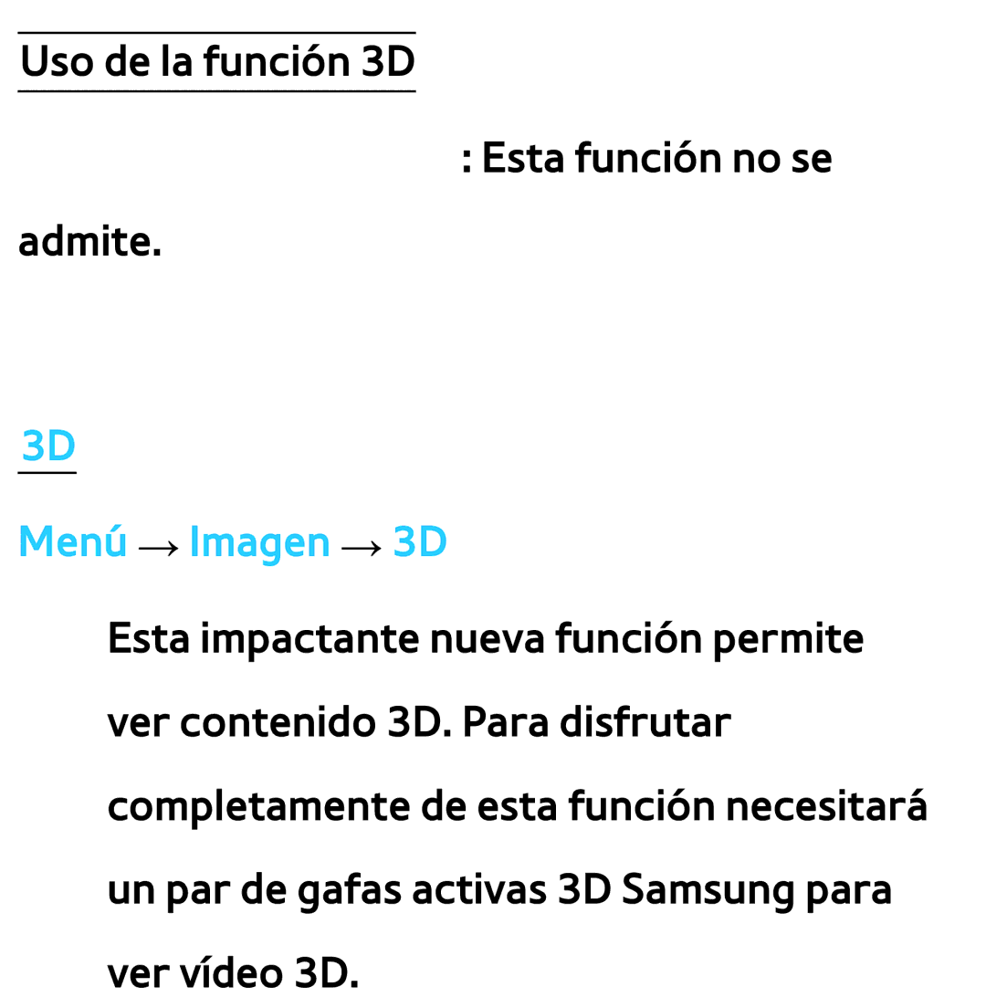 Samsung UE37EH5300WXXC, UE40ES6100WXZG, UE32ES5500WXXH, UE46ES5500WXTK, UE50ES6100WXXH, UE40ES6800SXXC manual Menú → Imagen → 3D 