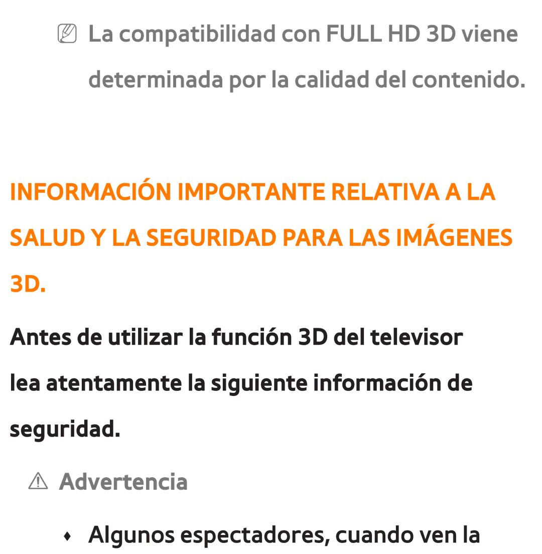 Samsung UE32ES6100WXXC, UE40ES6100WXZG, UE32ES5500WXXH, UE46ES5500WXTK, UE50ES6100WXXH, UE40ES6800SXXC manual Advertencia 