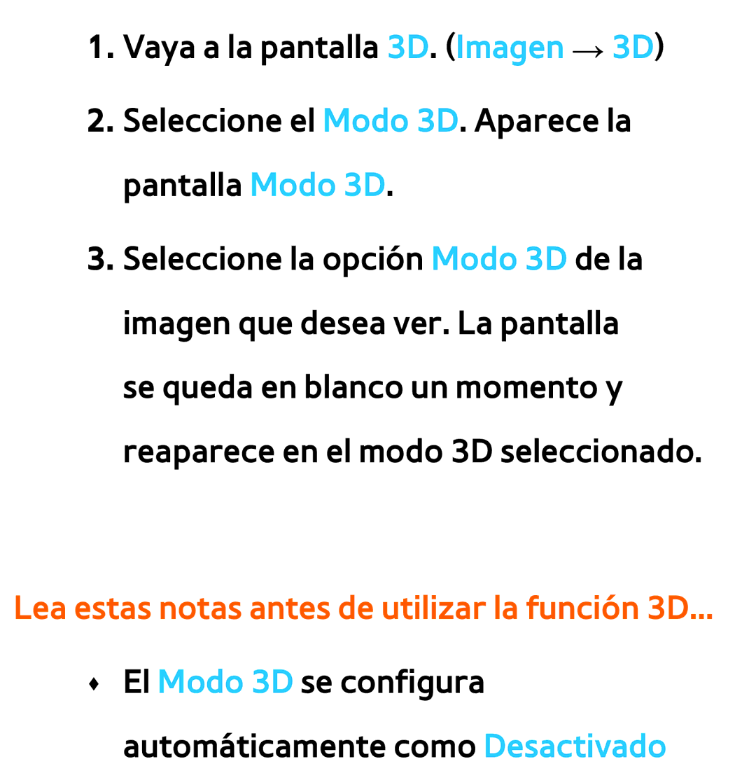 Samsung UE40ES6710SXXH, UE40ES6100WXZG, UE32ES5500WXXH, UE46ES5500WXTK manual Lea estas notas antes de utilizar la función 3D 