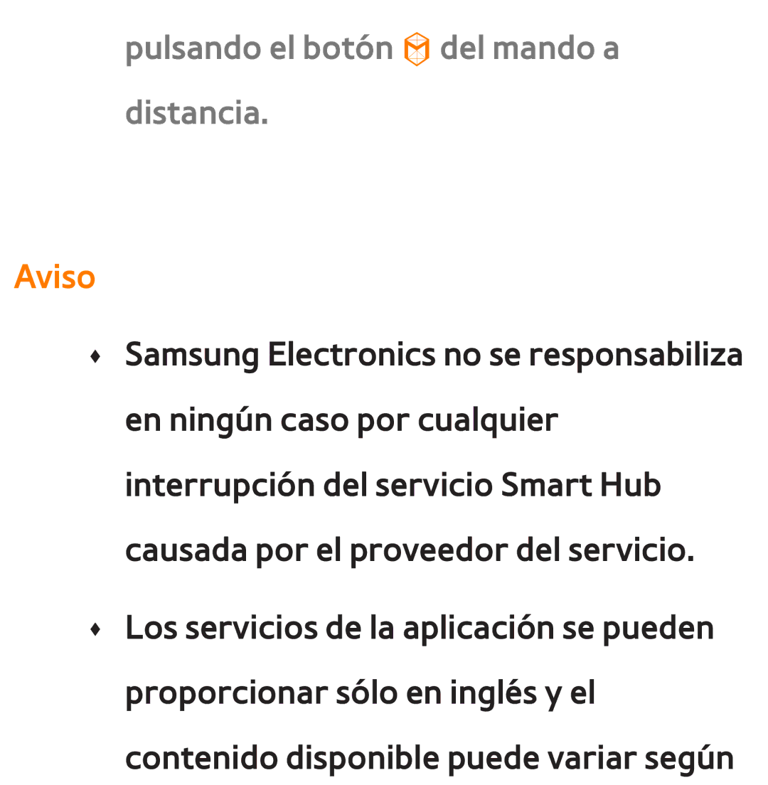 Samsung UE50EH5300WXXC, UE40ES6100WXZG, UE32ES5500WXXH, UE46ES5500WXTK manual Pulsando el botón del mando a distancia, Aviso 