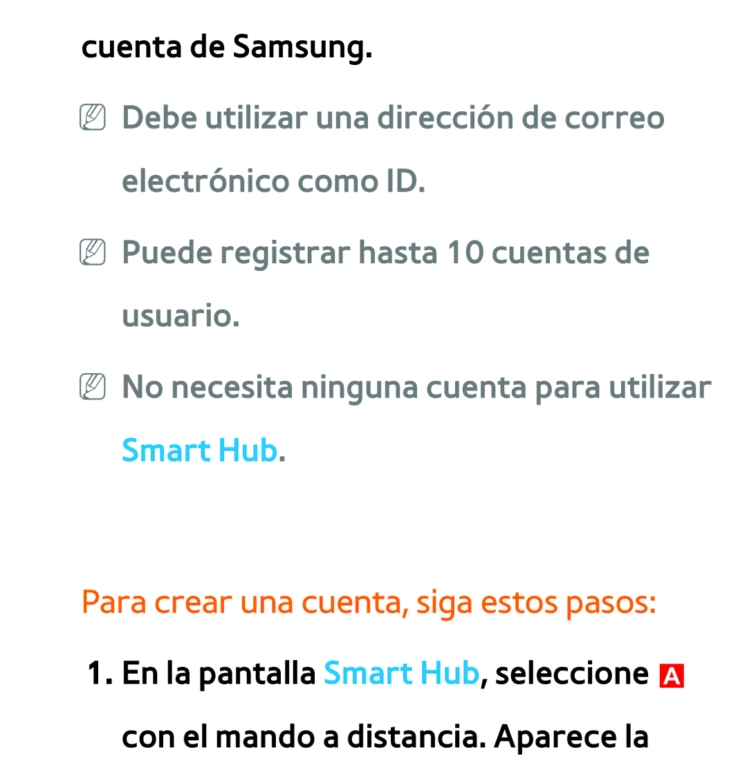 Samsung UE40ES5700SXXC, UE40ES6100WXZG, UE32ES5500WXXH, UE46ES5500WXTK manual Para crear una cuenta, siga estos pasos 