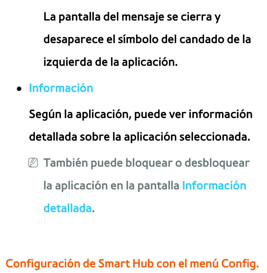 Samsung UE46ES5500WXXH, UE40ES6100WXZG manual Información, Detallada, Configuración de Smart Hub con el menú Config 