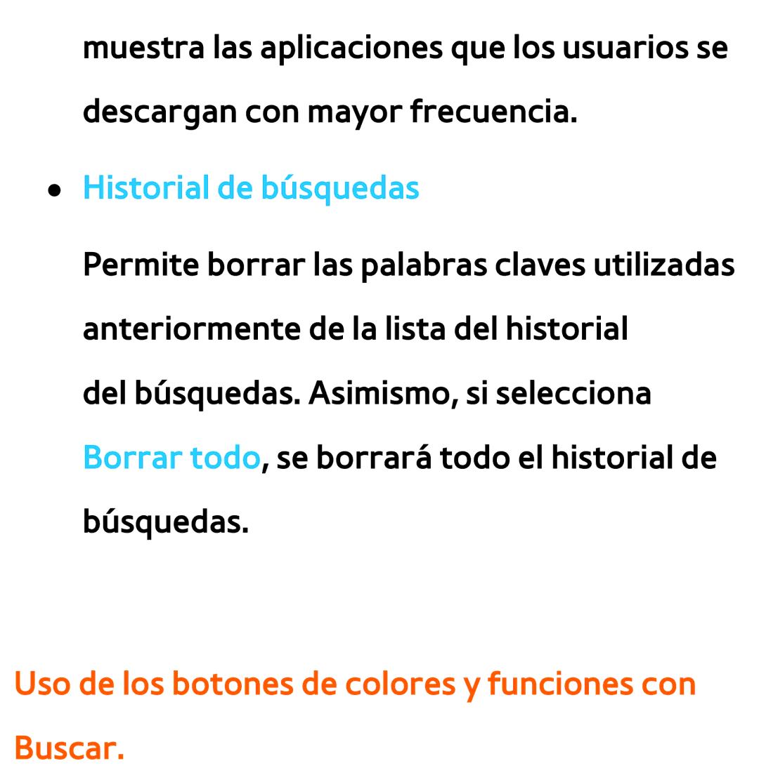 Samsung UE46ES6900SXXC, UE40ES6100WXZG manual Historial de búsquedas, Uso de los botones de colores y funciones con Buscar 