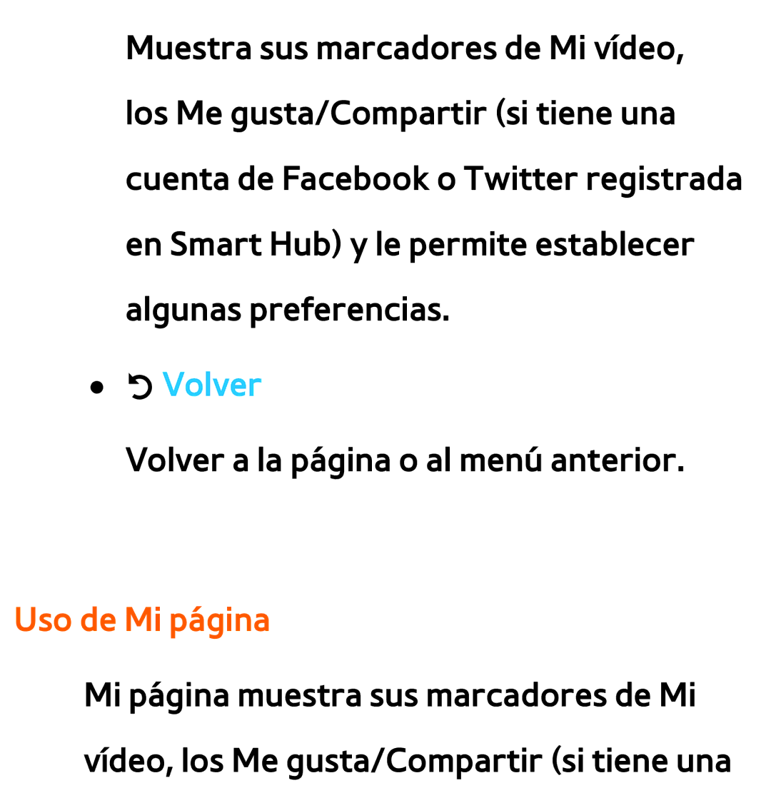 Samsung UE22ES5410WXXC, UE40ES6100WXZG, UE32ES5500WXXH, UE46ES5500WXTK, UE50ES6100WXXH manual RVolver, Uso de Mi página 