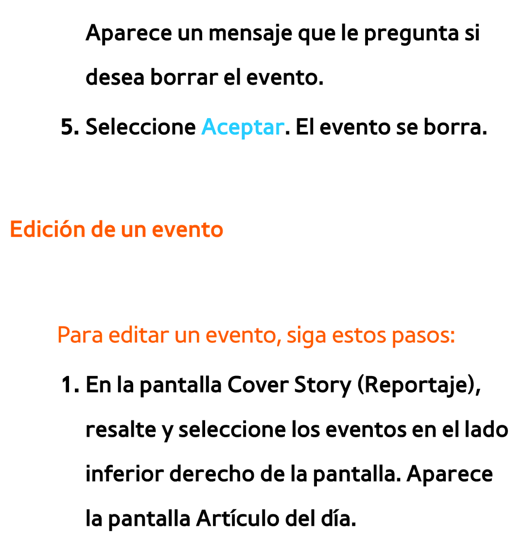 Samsung UE40ES6100WXXC, UE40ES6100WXZG, UE32ES5500WXXH manual Edición de un evento Para editar un evento, siga estos pasos 