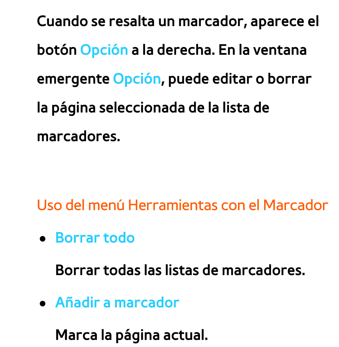 Samsung UE50ES6100WXXC, UE40ES6100WXZG, UE32ES5500WXXH manual Uso del menú Herramientas con el Marcador, Borrar todo 