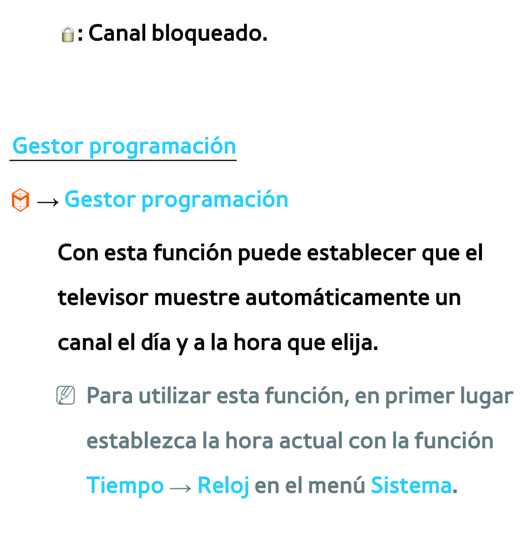 Samsung UE46ES6100WXTK, UE40ES6100WXZG, UE32ES5500WXXH, UE46ES5500WXTK manual Gestor programación → Gestor programación 