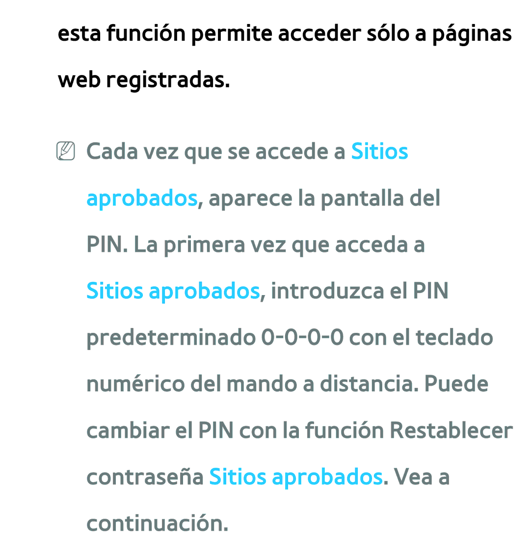Samsung UE37ES6100WXXC, UE40ES6100WXZG, UE32ES5500WXXH manual Esta función permite acceder sólo a páginas web registradas 
