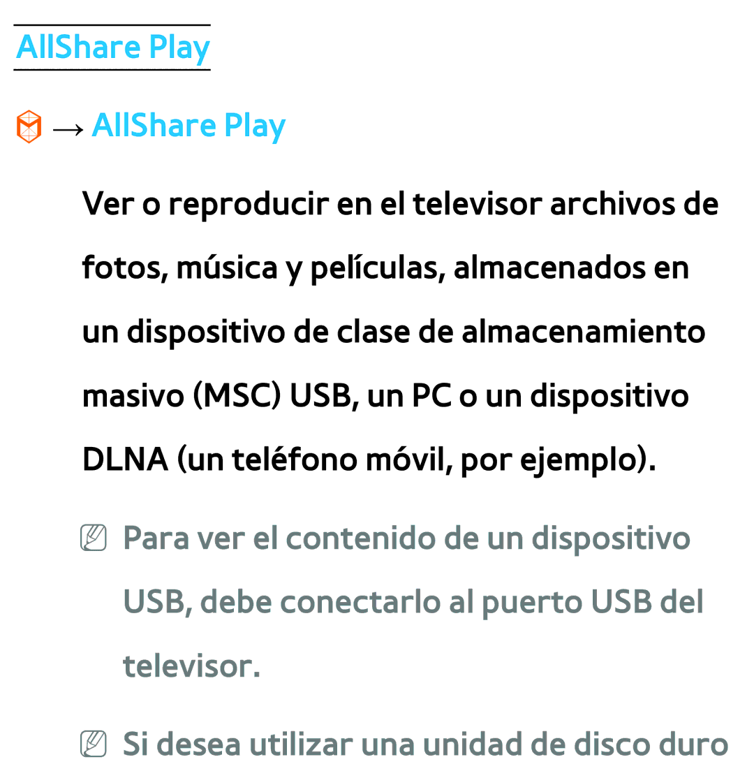 Samsung UE46ES6530SXXC, UE40ES6100WXZG, UE32ES5500WXXH, UE46ES5500WXTK, UE50ES6100WXXH manual AllShare Play → AllShare Play 