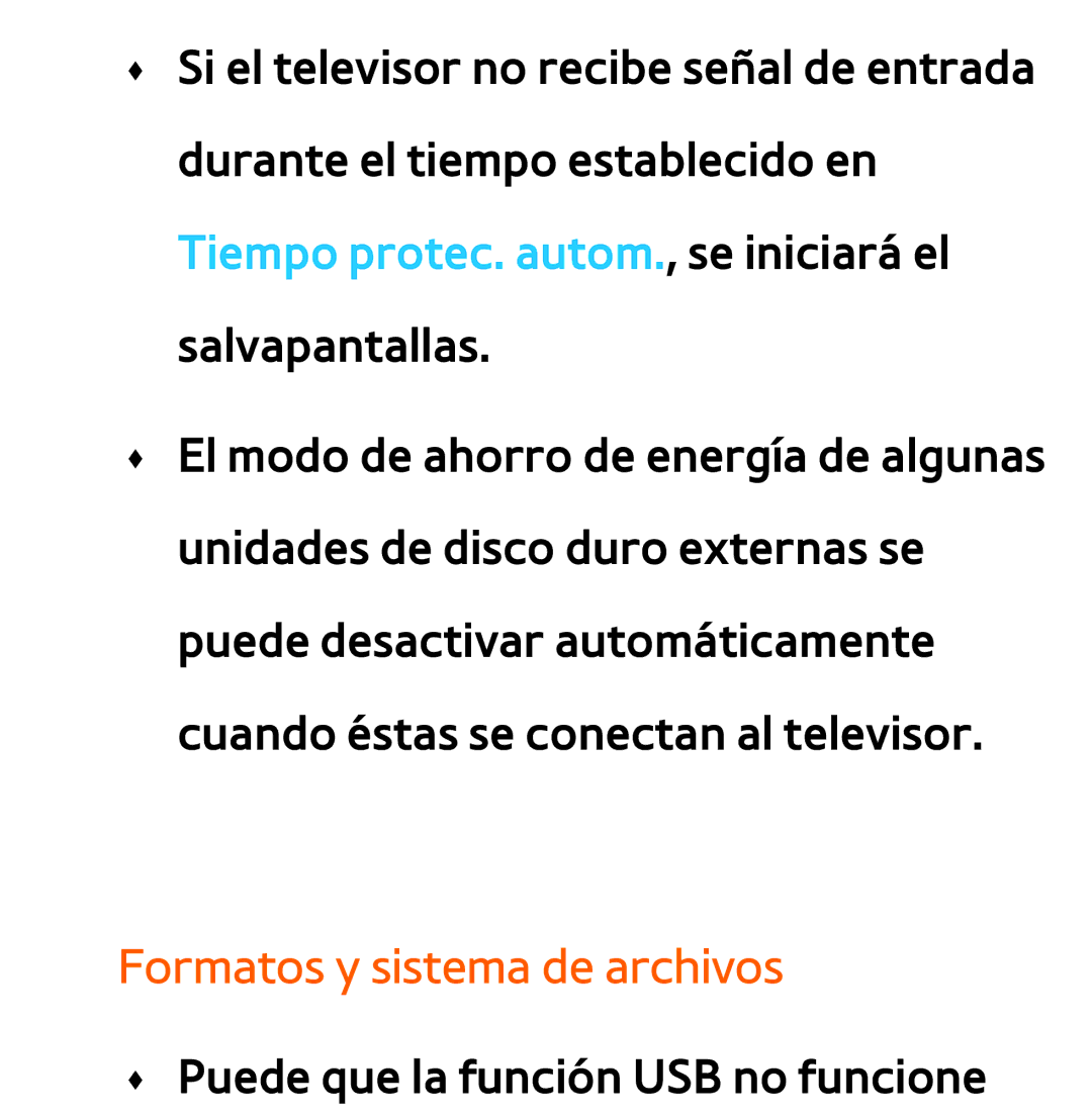 Samsung UE32EH5450WXXC, UE40ES6100WXZG, UE32ES5500WXXH, UE46ES5500WXTK, UE50ES6100WXXH manual Formatos y sistema de archivos 