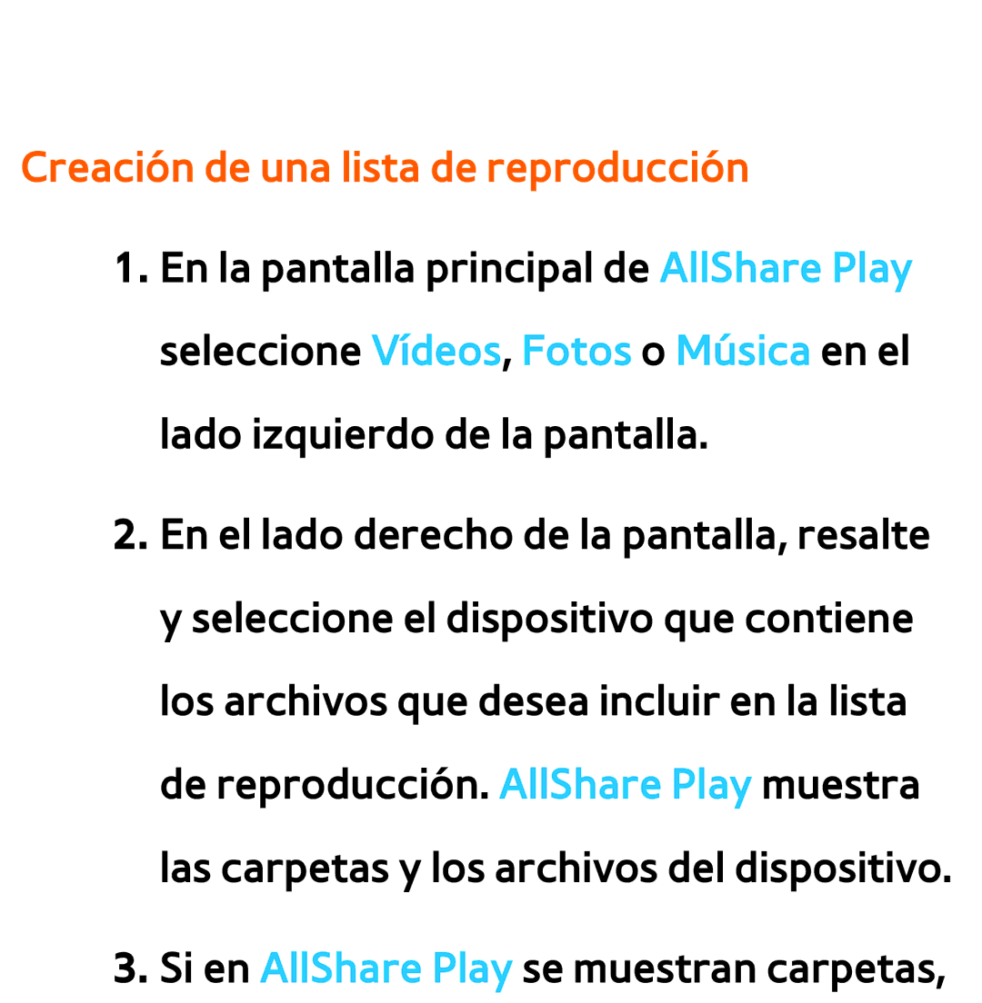 Samsung UE46ES6140WXXC, UE40ES6100WXZG Creación de una lista de reproducción, Si en AllShare Play se muestran carpetas 