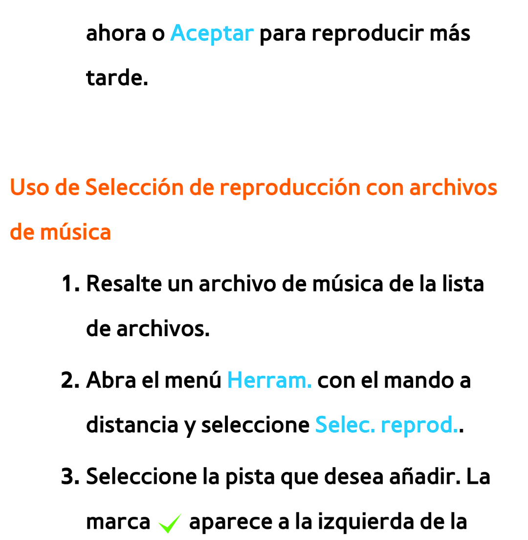 Samsung UE46ES6710SXXH, UE40ES6100WXZG, UE32ES5500WXXH manual Uso de Selección de reproducción con archivos de música 