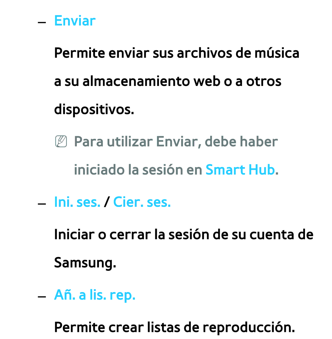 Samsung UE40ES6710SXXC, UE40ES6100WXZG, UE32ES5500WXXH, UE46ES5500WXTK, UE50ES6100WXXH Permite crear listas de reproducción 